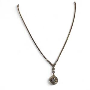 Gold Tone Rhinestone Dangle Drop Necklace Womens Jewelry